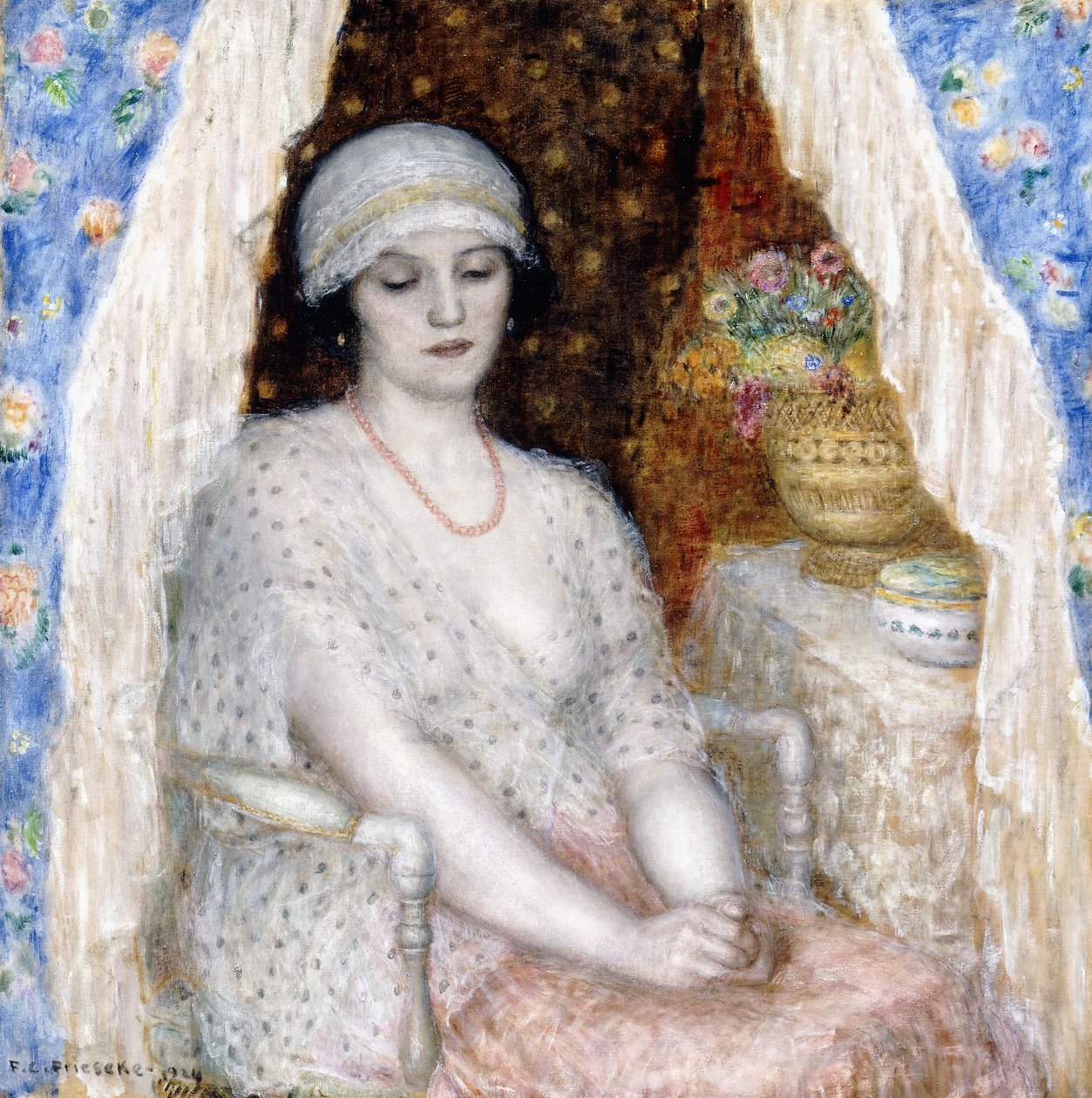 Blå Gardiner af Frederick Carl Frieseke