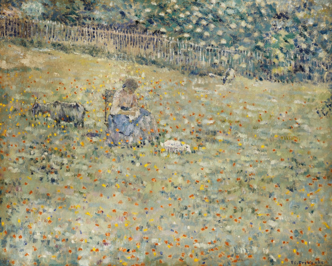 Kvinde og ged af Frederick Carl Frieseke