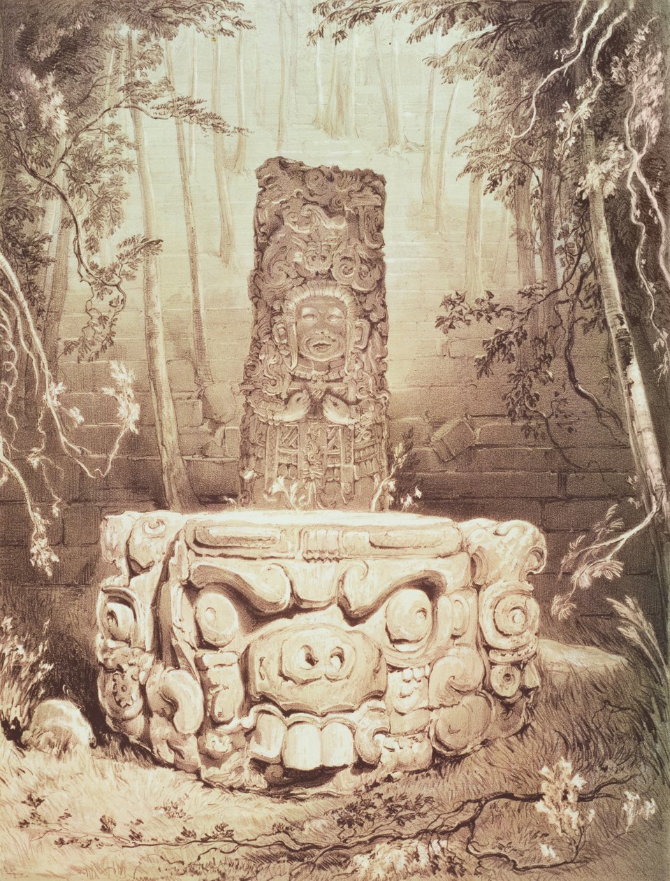 Maya-tempel, Honduras af Frederick Catherwood
