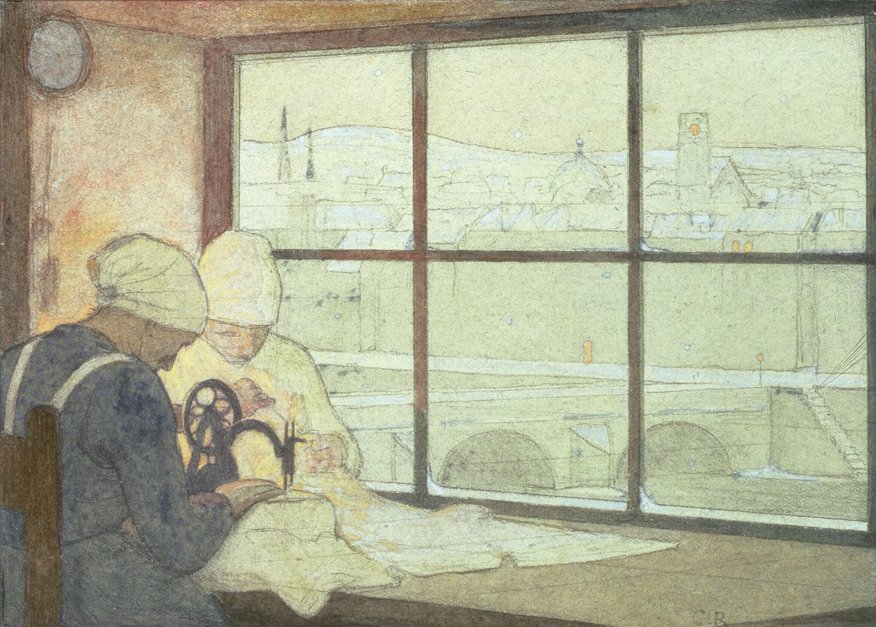 The Vigil (blyant og wc) af Frederick Cayley Robinson
