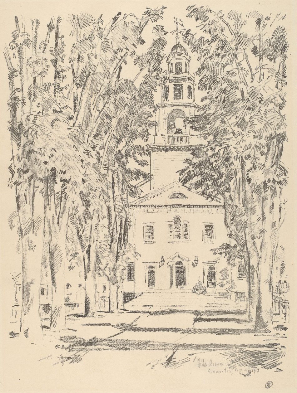 Colonial Church, Gloucester, 1918. af Frederick Childe Hassam