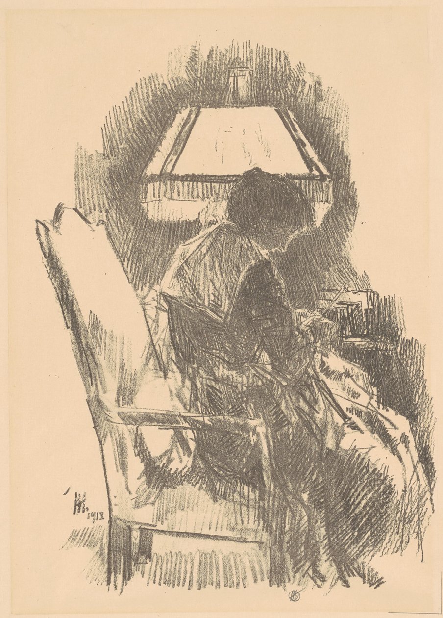 Fru Hassam Knitting large, 1918. af Frederick Childe Hassam