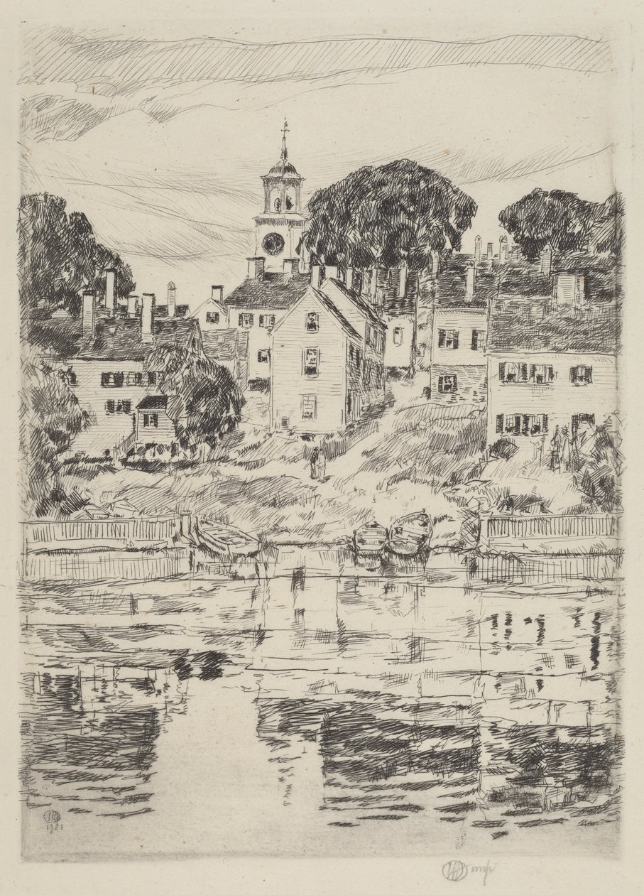 The Church Tower, Portsmouth, 1921. af Frederick Childe Hassam