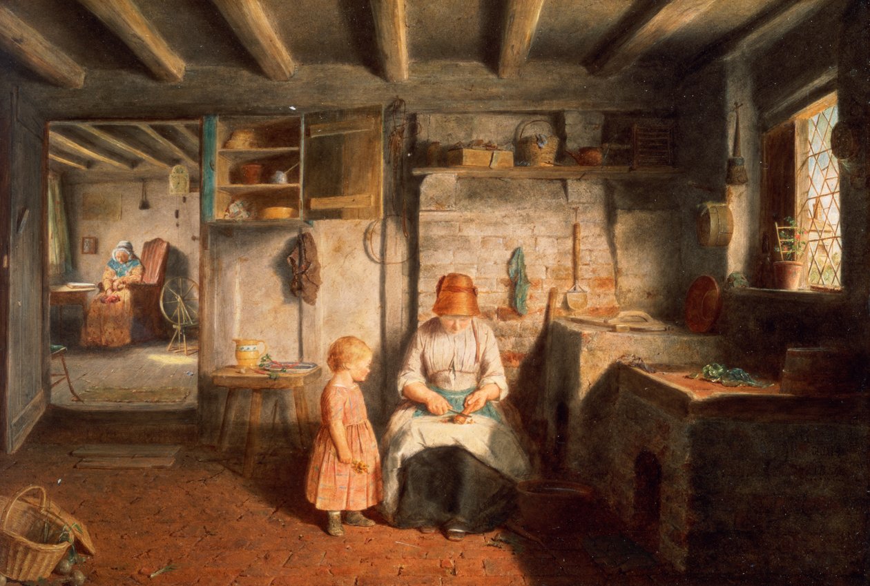Forbereder til middag, 1854 (panel) af Frederick Daniel Hardy