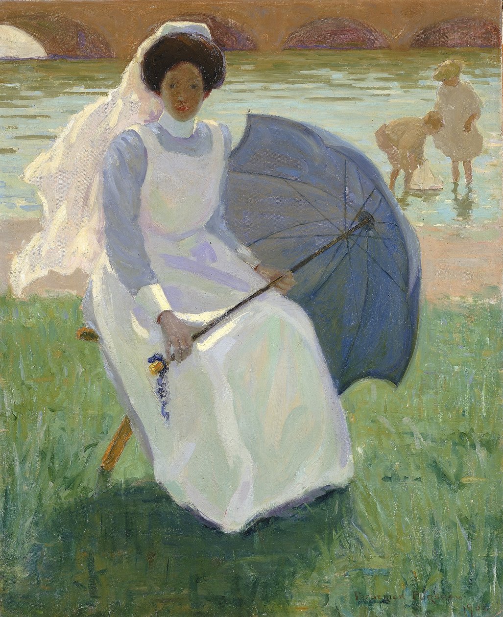 Kvinde med grøn parasol af Frederick F. Fursman