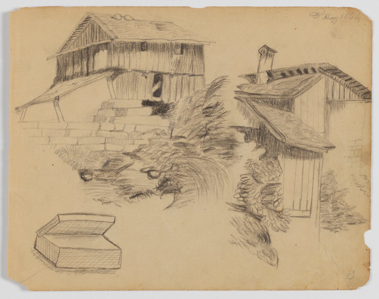 Skitsebog side af Frederick Krieg