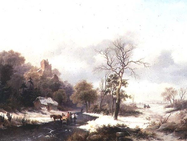 Rejsende i et vinterlandskab af Frederick Marianus Kruseman