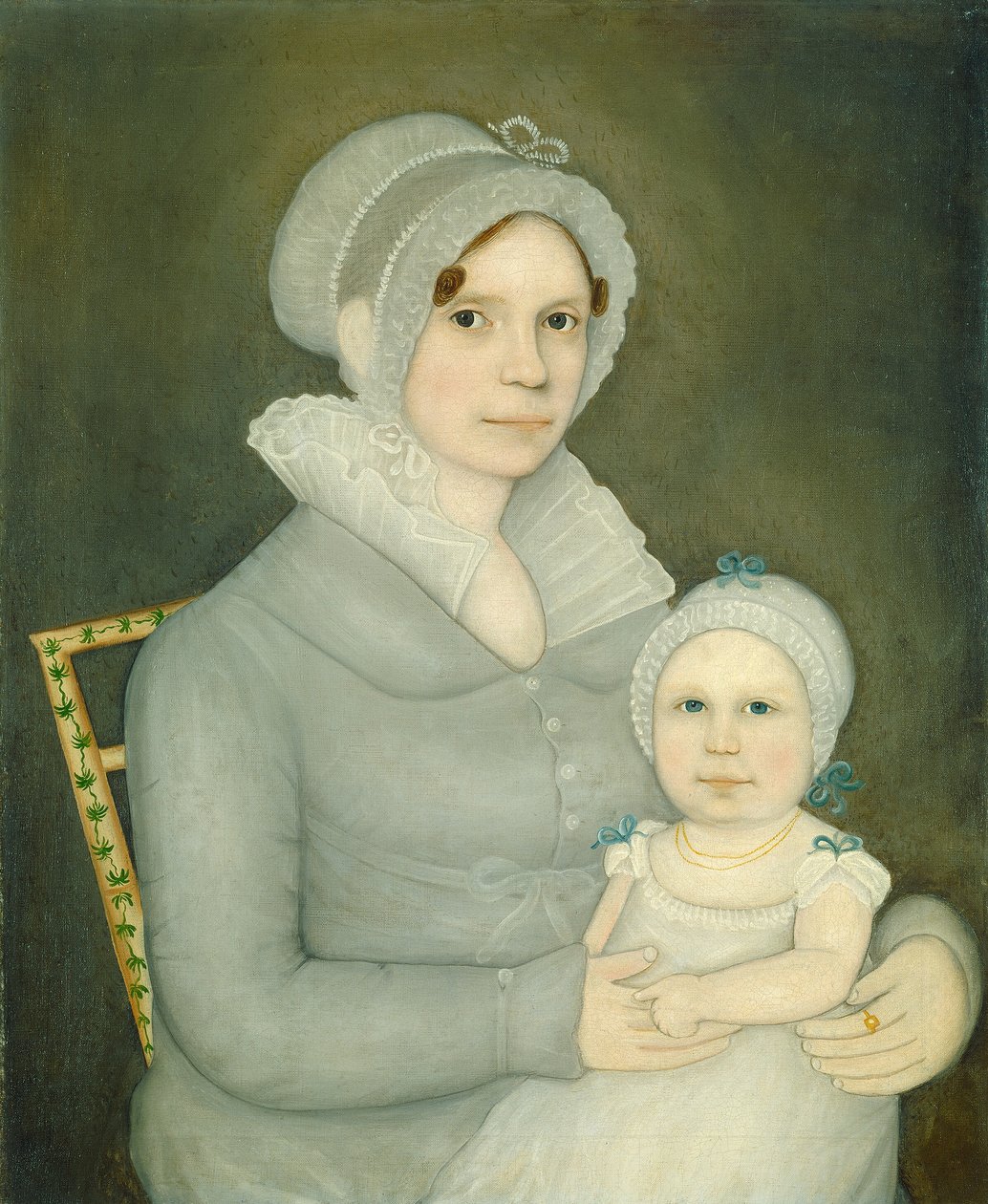 Mrs. John Harrisson og datter, ca. 1823. af Frederick Mayhew