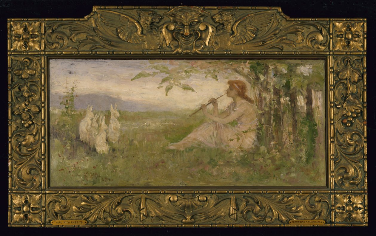 Pige med kaniner, 1886. af Frederick Stuart Church