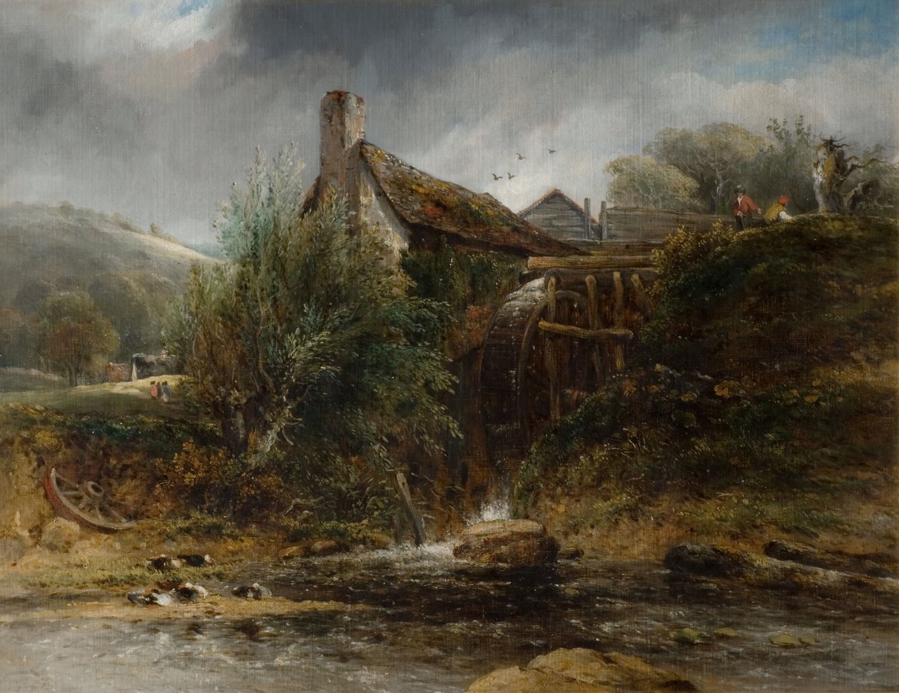En vandmølle nær Totnes, Devon, 1834. af Frederick W Watts