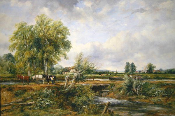Pastoralt landskab (olie på lærred) af Frederick Waters Watts