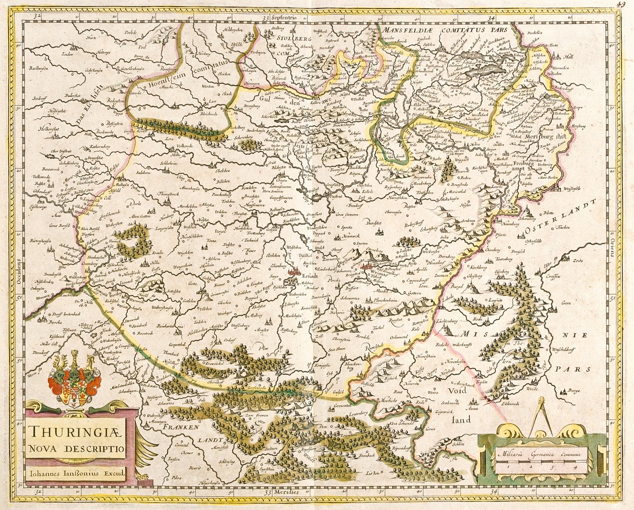 Kort over Thüringen (Tyskland) (radering af Frederick de Wit