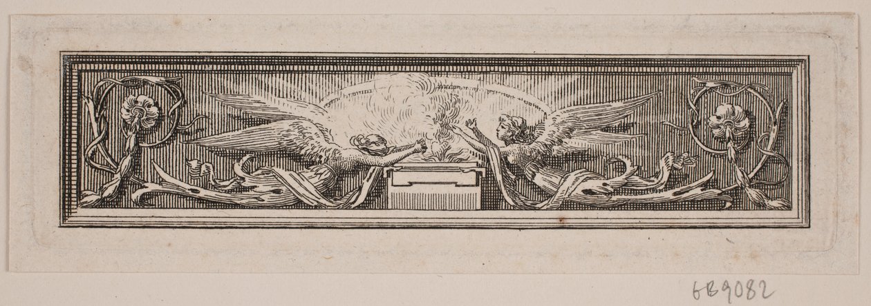 Ornament med alter og to engle af Frederik Ludvig  Bradt