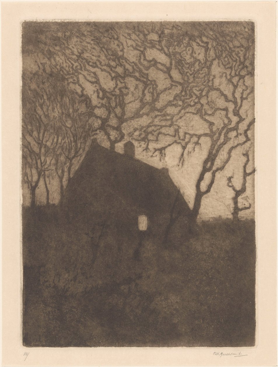 Hus om natten af Frederika Henriëtte Broeksmit (signed by artist)