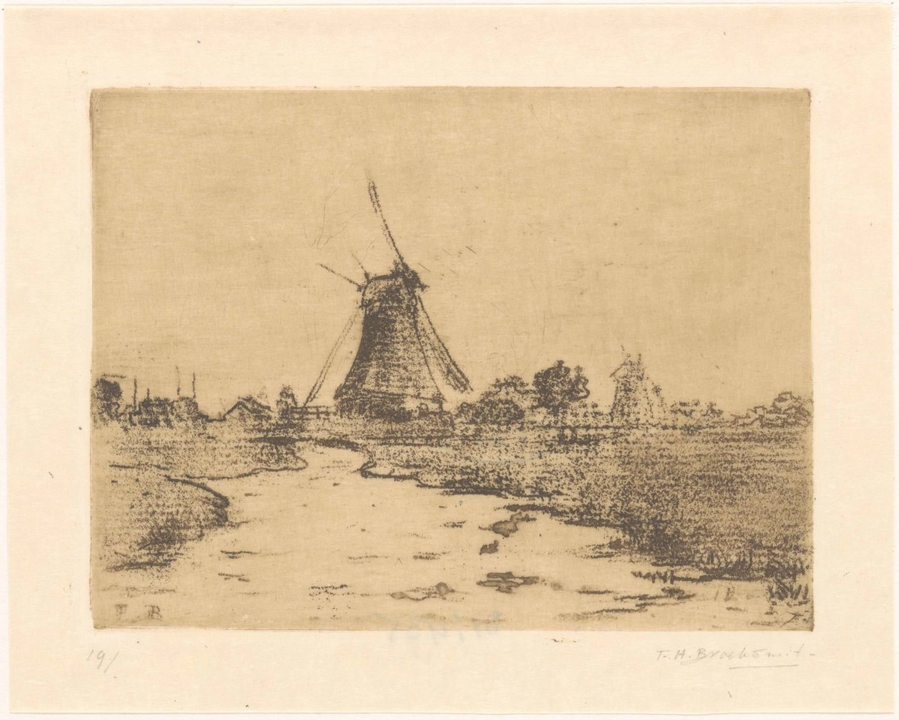 Mølle på en grøft af Frederika Henriëtte Broeksmit (signed by artist)