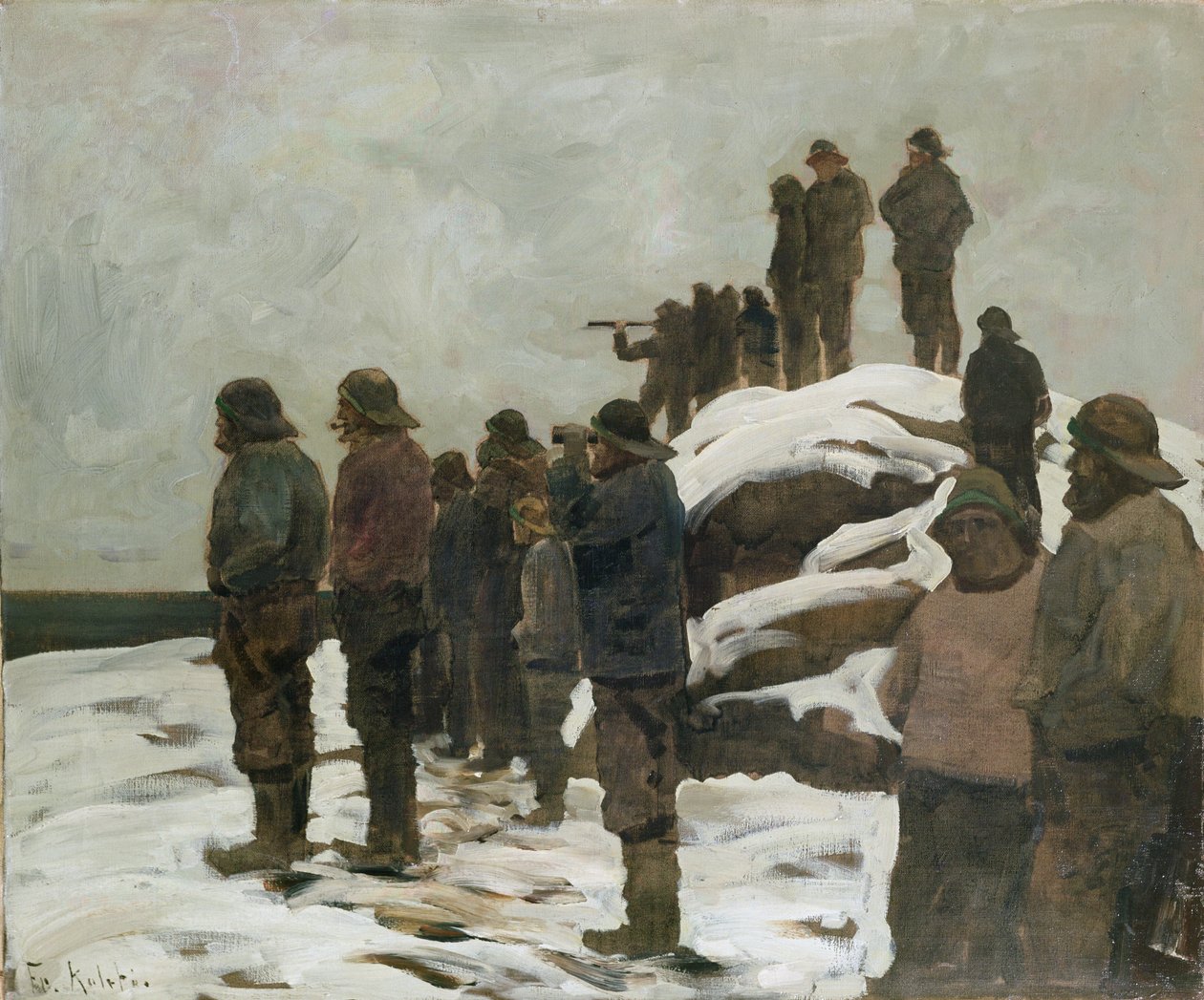 Fishermen (olie på lærred) af Fredrik Kolstoe