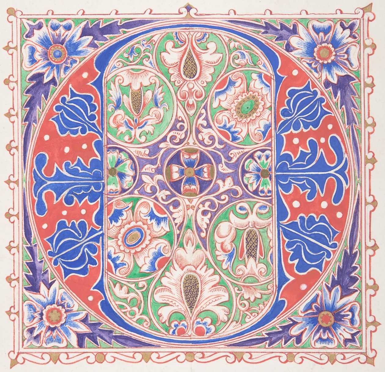 Belyst initial O, 1830-62. af Freeman Gage Delamotte