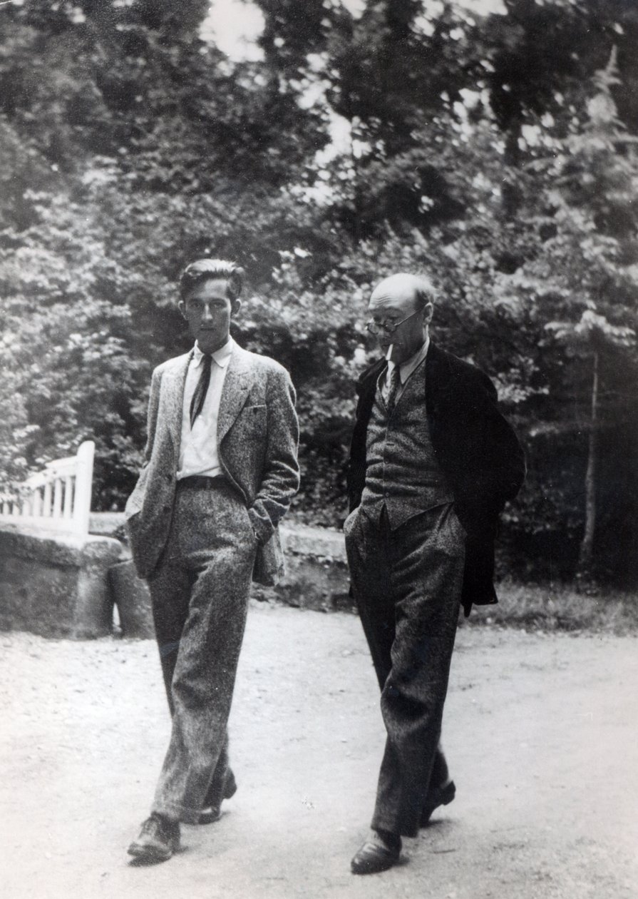 Andre Gide og Marc Schlumberger i Pontigny i et af de årlige årtier de Pontigny, ca. 1930 af French Photographer