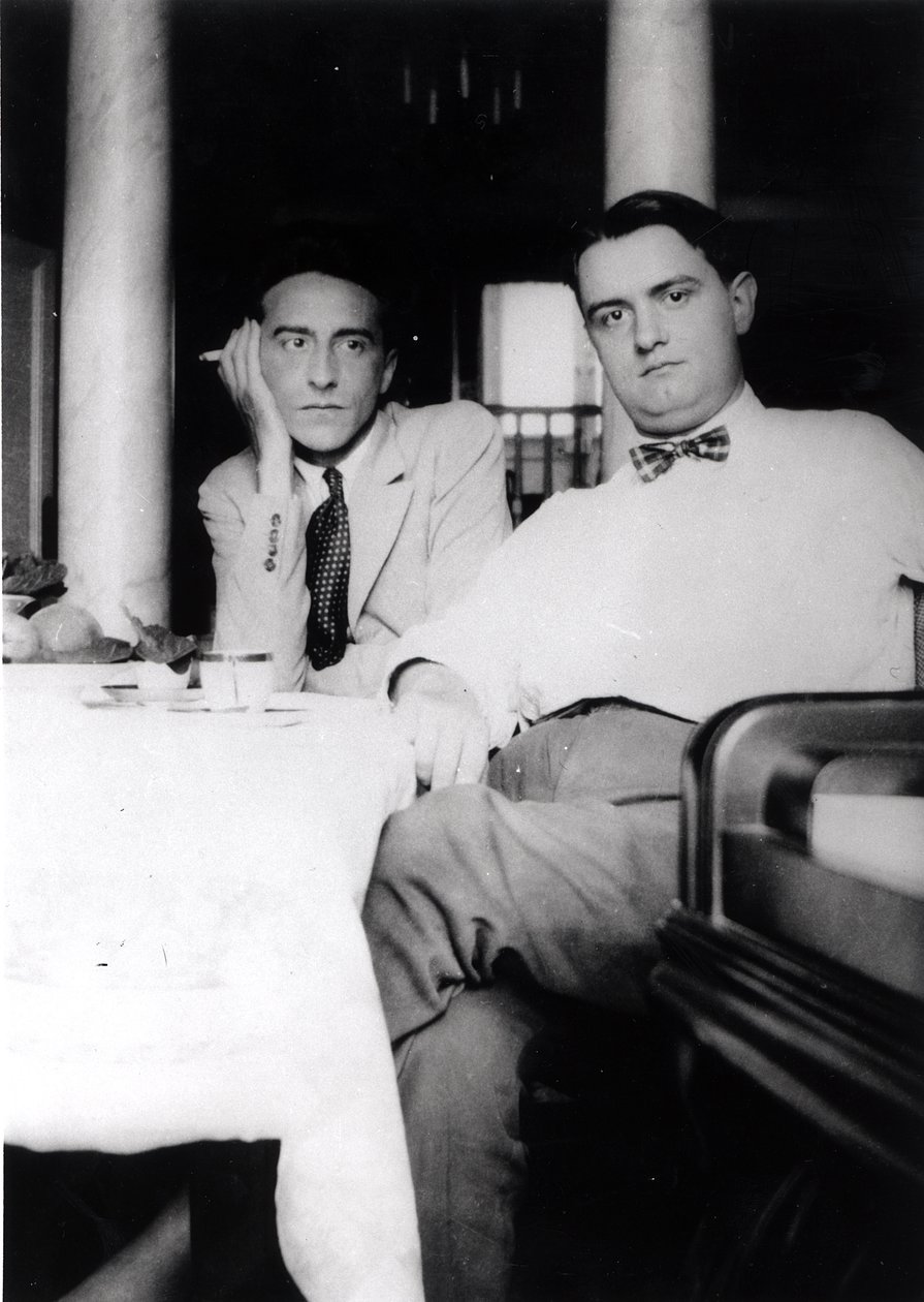 Jean Cocteau (1889-1963) og Georges Auric (1899-1983) i Villefranche sur Mer, 1924 af French Photographer
