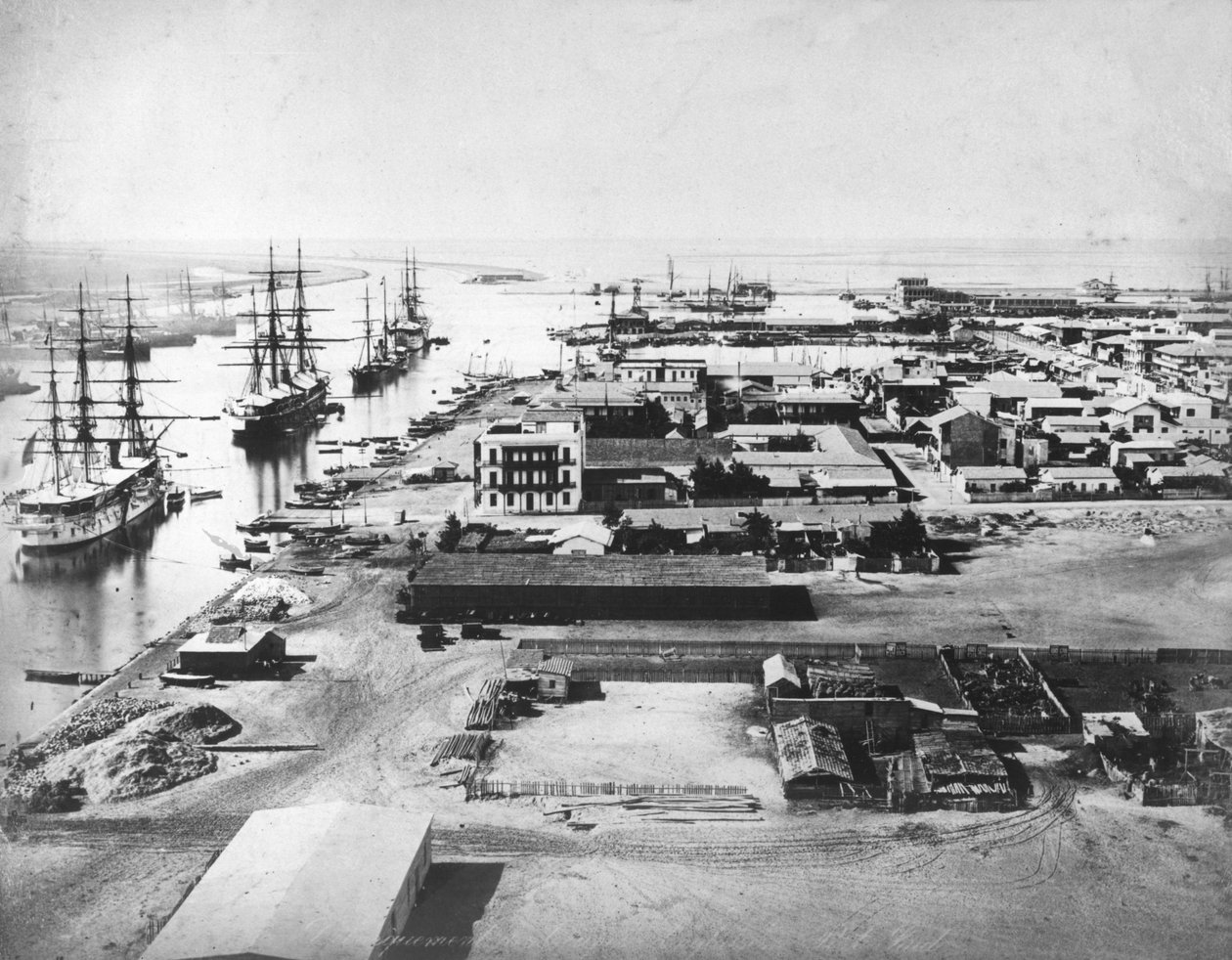 Port Said og Suez-kanalen, ca. 1875 af French Photographer