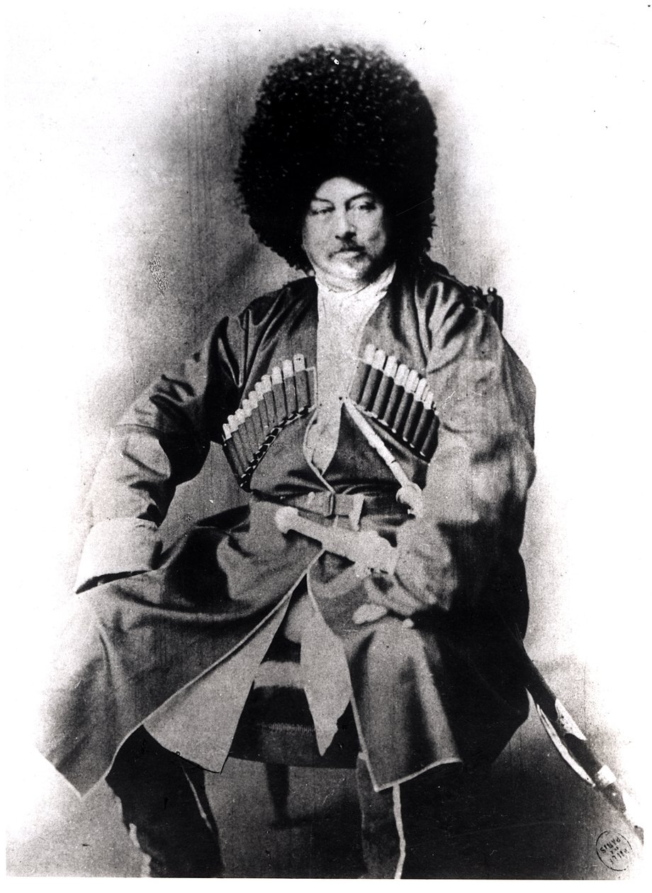 Portræt af Alexandre Dumas Pere (1802-70) i russisk dragt af French Photographer