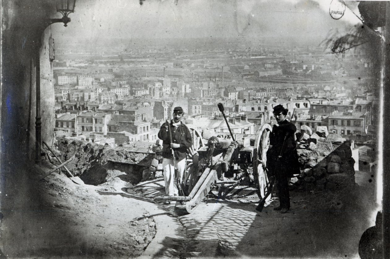 Kanonerne i Montmartre under Pariserkommunen, 1871 af French Photographer