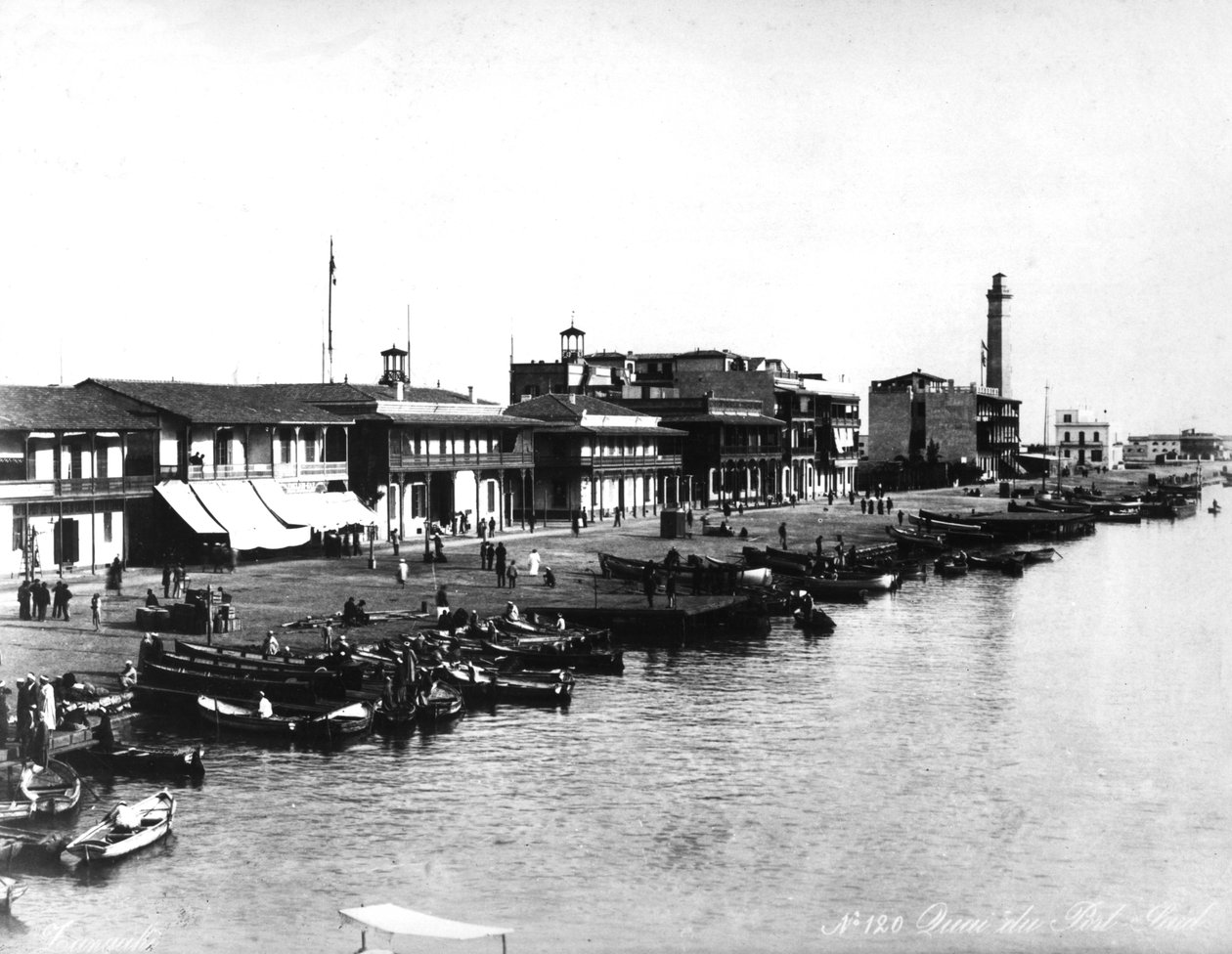 Kajen ved Port Said, ca. 1878 af French Photographer