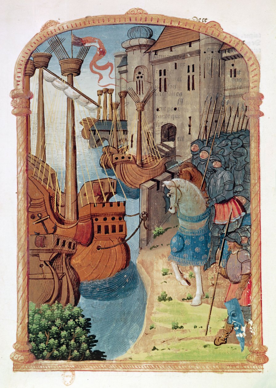 8378 Velin 745 f.1 Riddere til hest, ca. 1350-tallet af French School