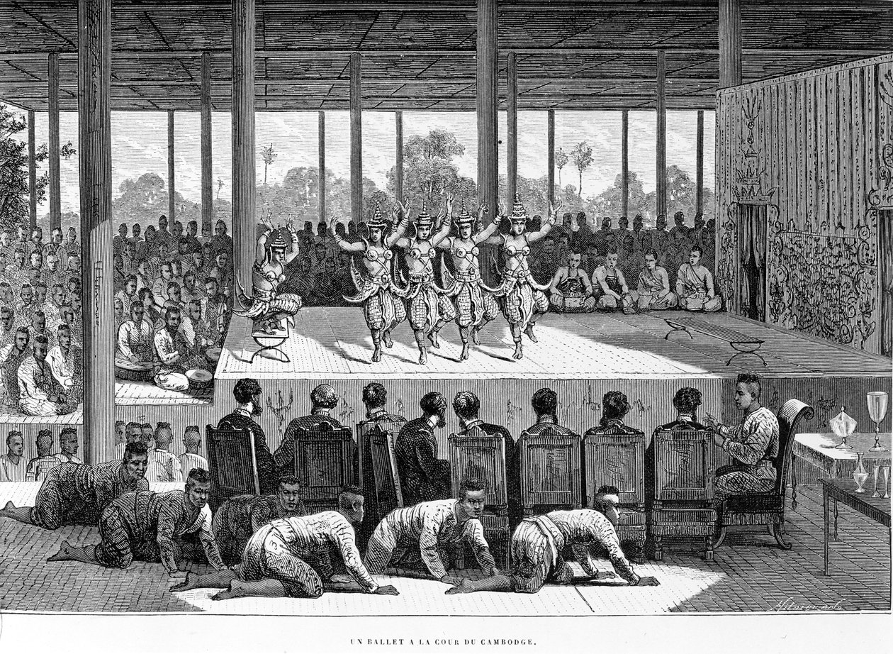 A Dance Performance in Cambodia, illustration fra 