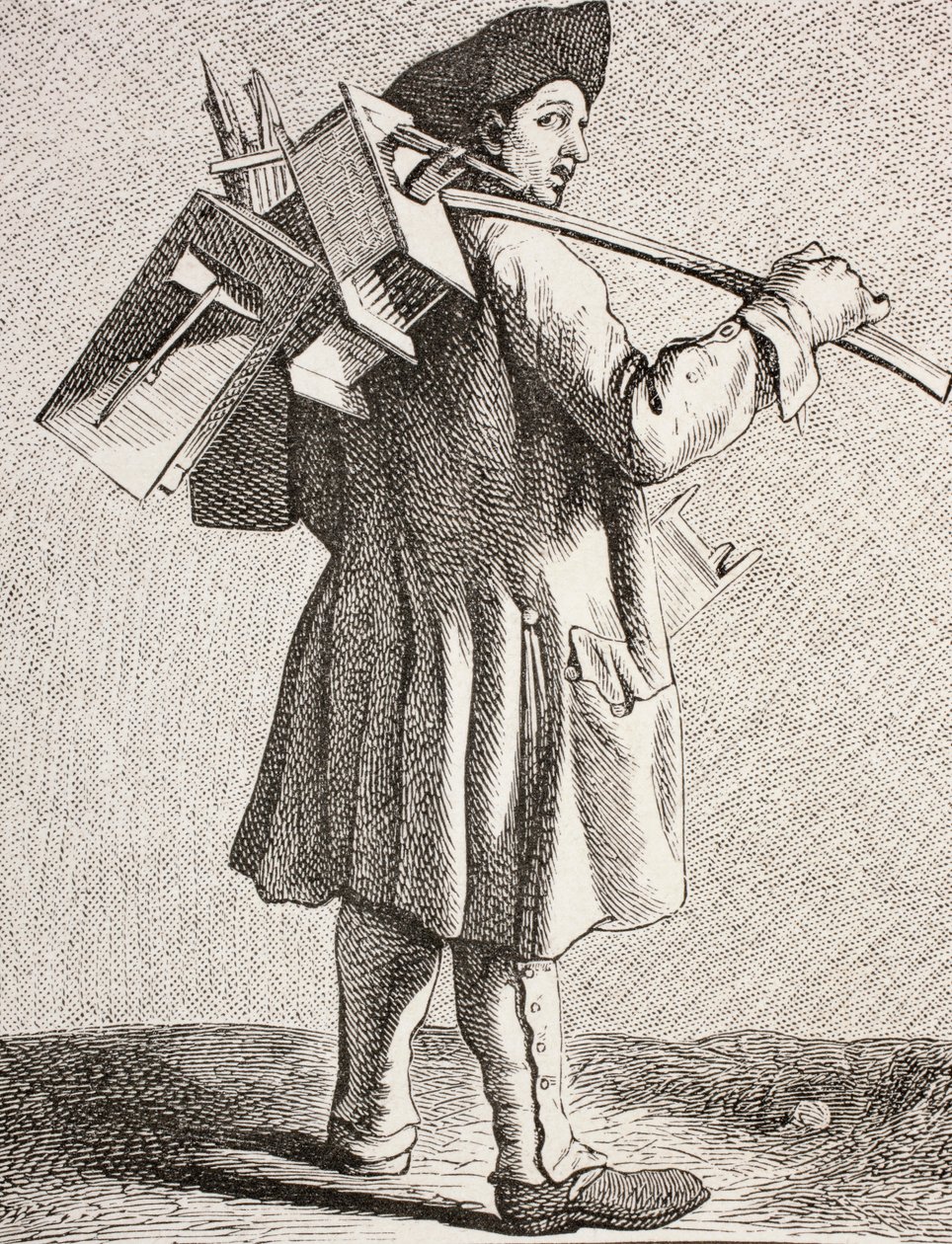 En rotte Cather med sine fælder i Paris i det 18. århundrede, 1875 af French School