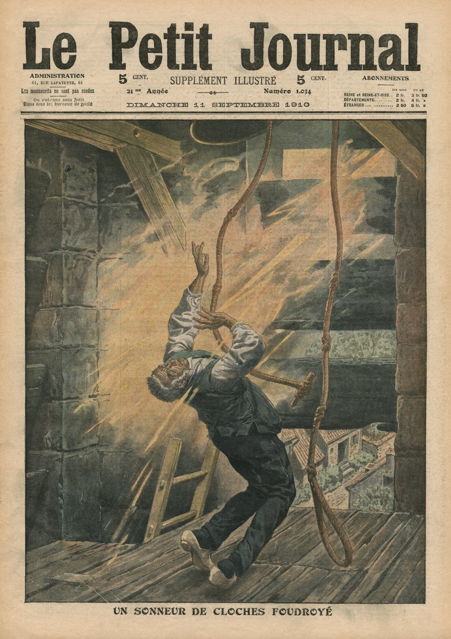 En klokke, der blev ramt af lynet, illustration fra 