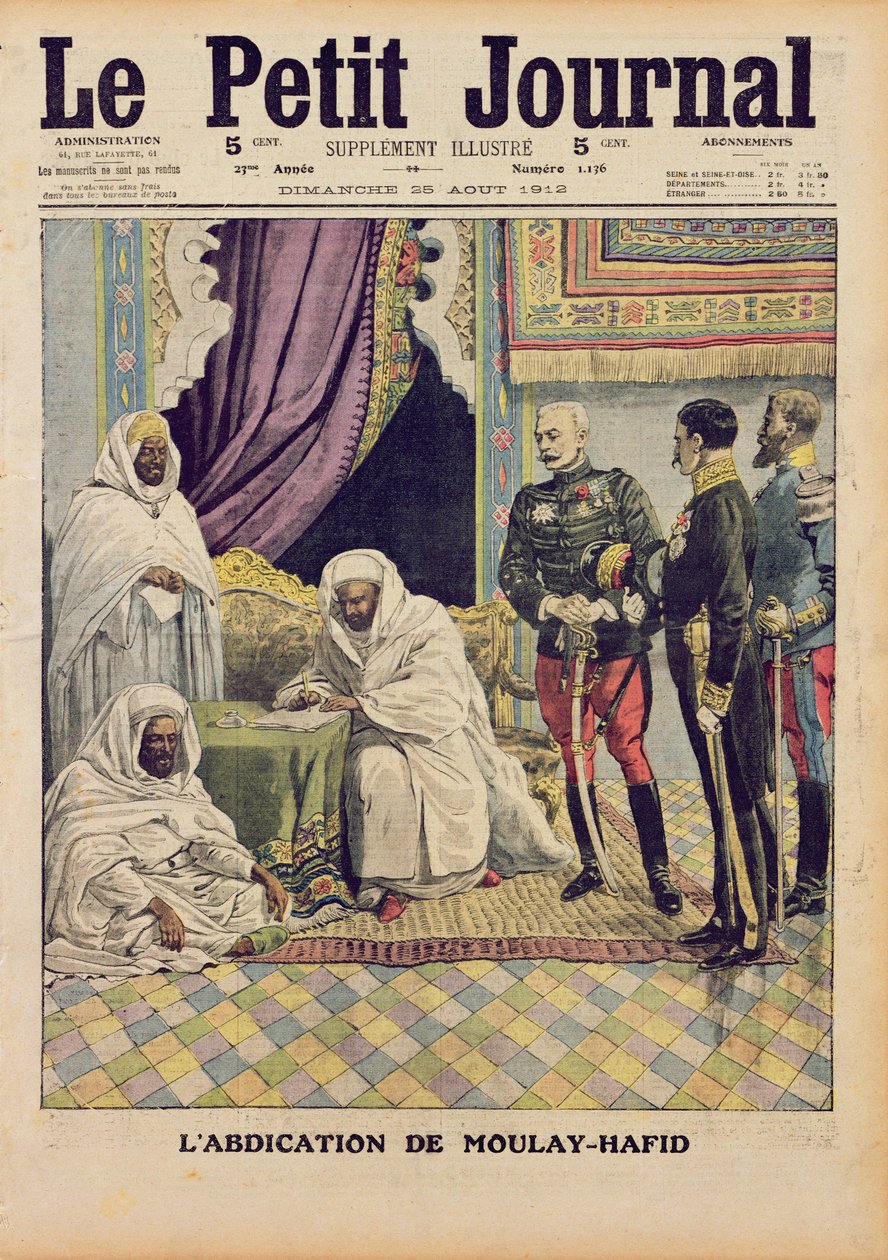 Abdikation af Moulay-Hafid, sultan af Marokko, forsideillustration af 