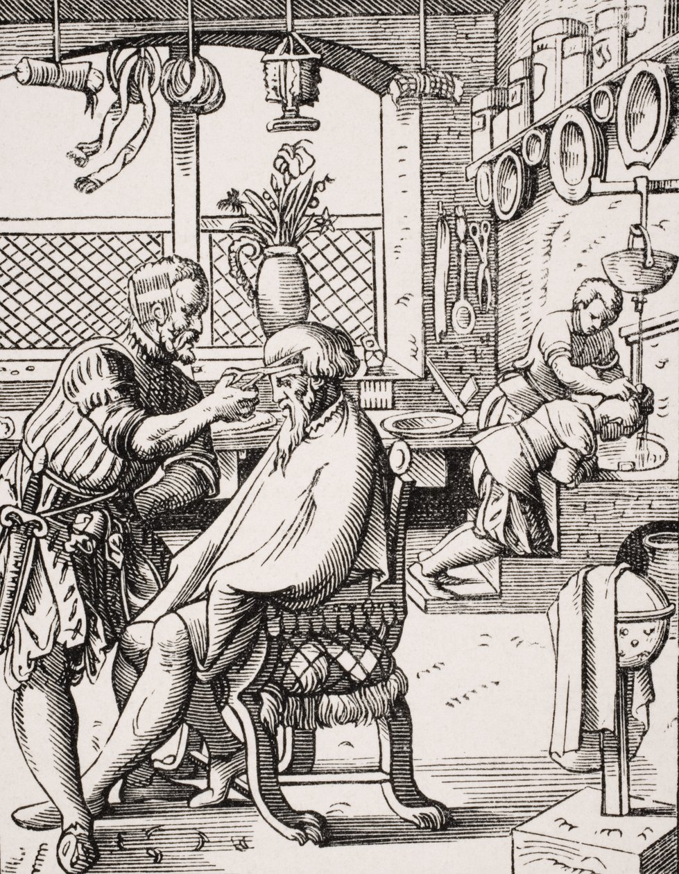 Barber, gengivelse af et træsnit af Jost Amman (1539-91) fra 