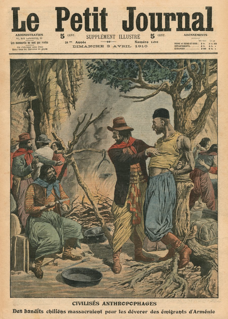 Chilenske banditter, der fortærer armenske emigranter, illustration fra 