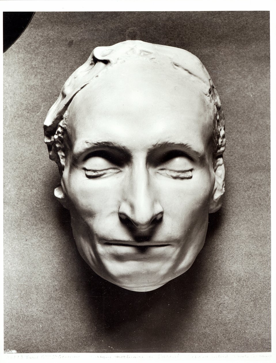 Dødsmaske af Blaise Pascal (1623-62) 1662 (gips) af French School