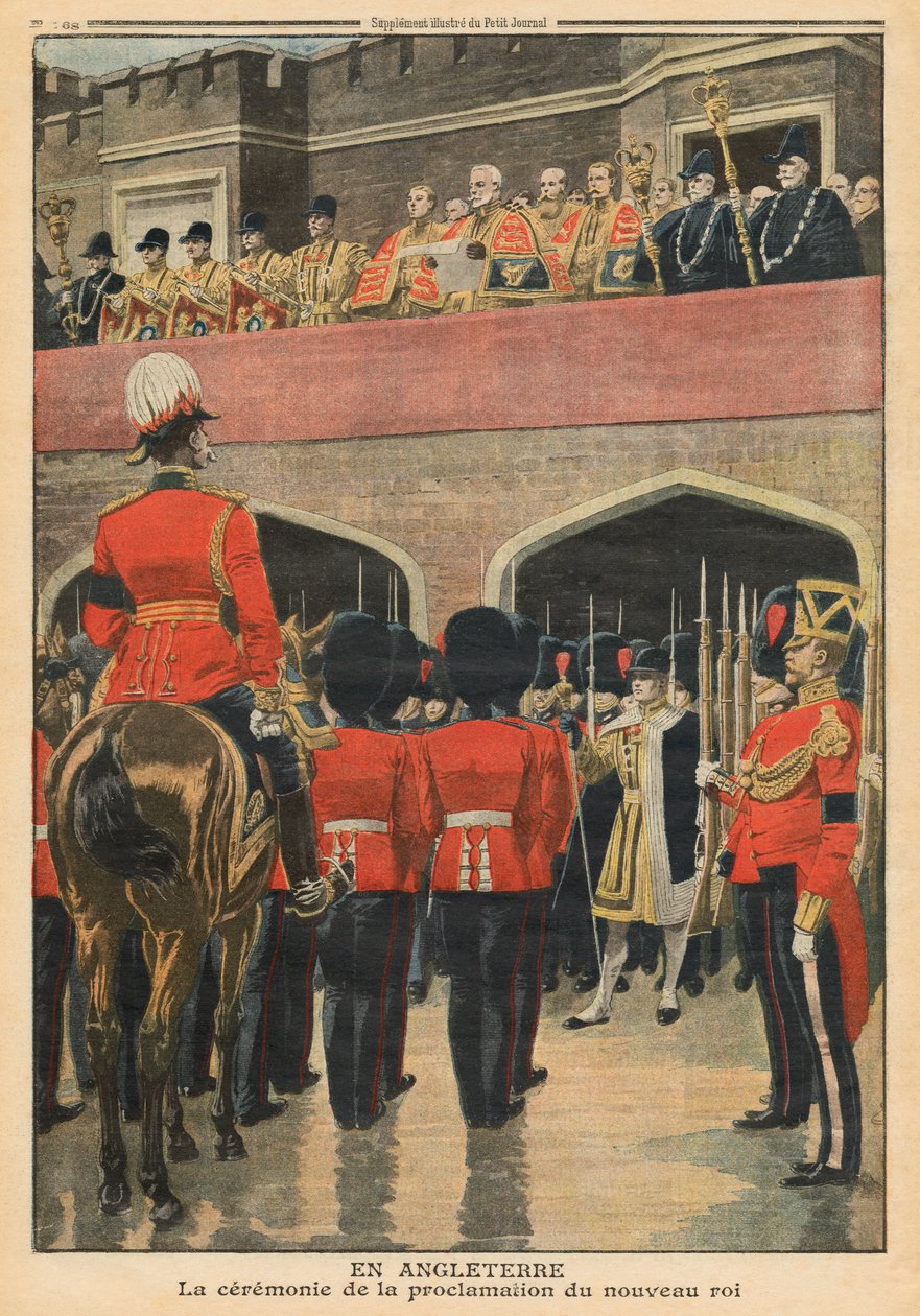 England, proklamation af den nye kong George V, illustration fra 