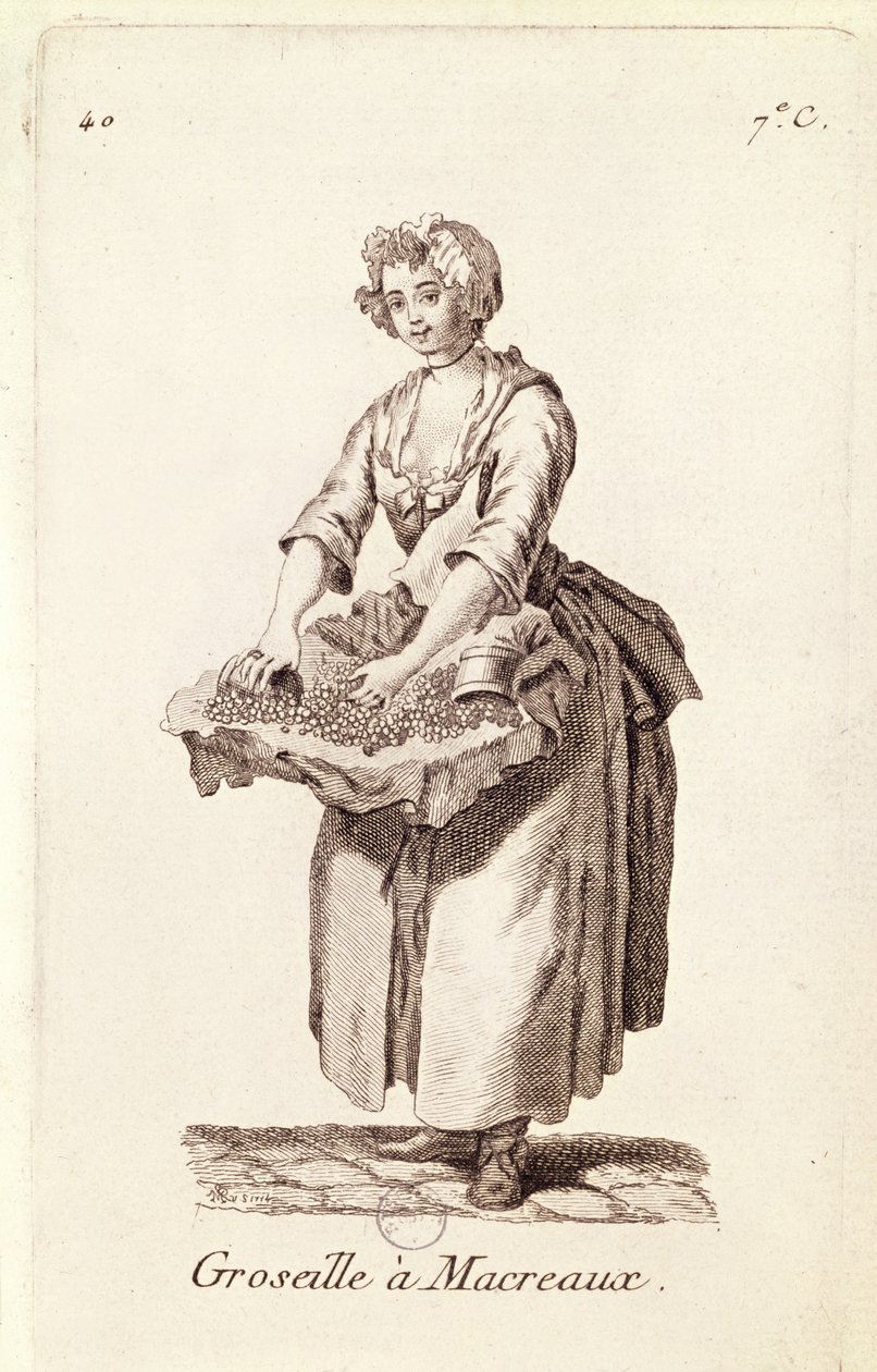 "Stikkelsbær til makrel", "The Gooseberry Seller", fra "Petits Metiers de Paris af French School