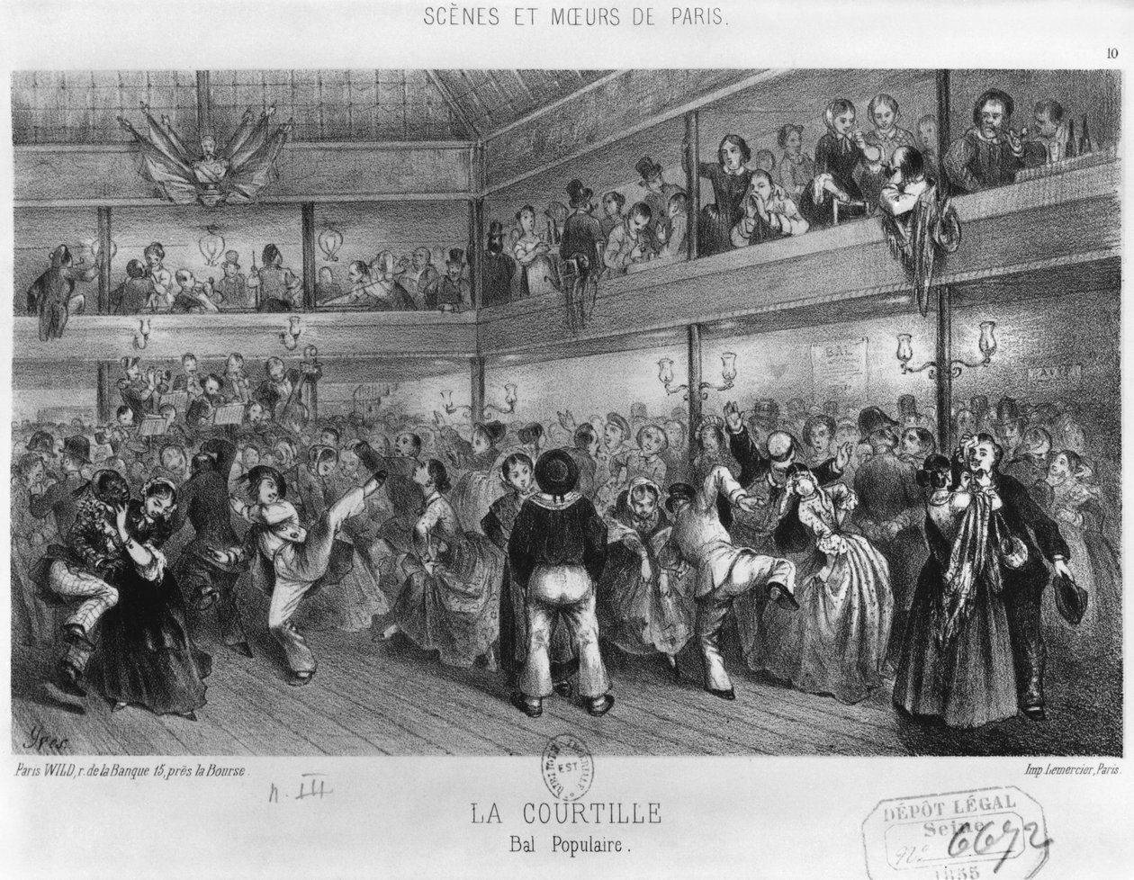 La Courtille, populær dans, graveret af Yves (19. århundrede) af French School