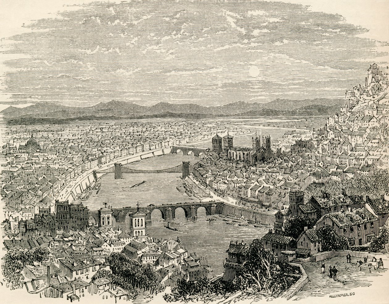 Lyon, Frankrig, i det 19. århundrede, fra "French Pictures" af pastor Samuel G. Green, udgivet i 1878 af French School