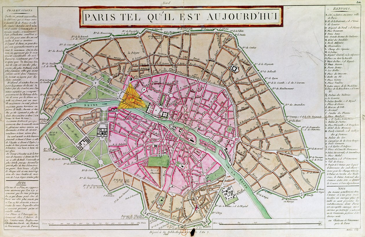 Kort over Paris, juni 1800 af French School