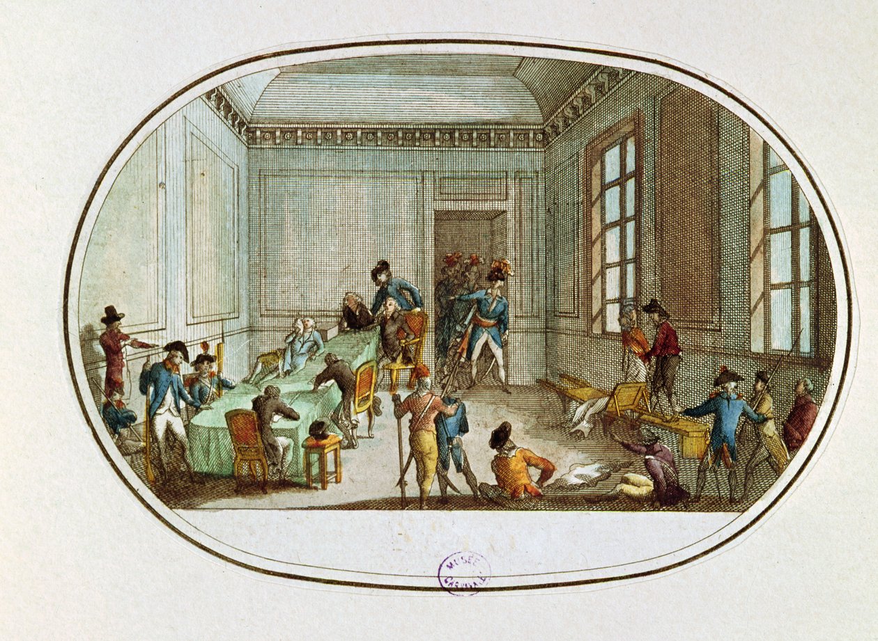 Maximilien de Robespierre (1758-94) såret i forkammeret til Comite de Salut Public, 10 Thermidor An II (28. juli 1794) af French School