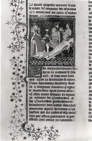 Ms 5193 f.290v Nero dissekere sin mor, fra Jean Sans Peur-udgaven af ​​The Cases of Men illustreret af Giovanni Boccaccio (1313-75) c.1410 af French School