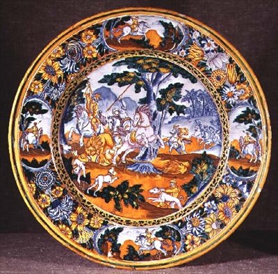 Fad fra Nevers med en jagtscene efter to tryk af Antonio Tempesta, ca.1660 (fajance) af French School