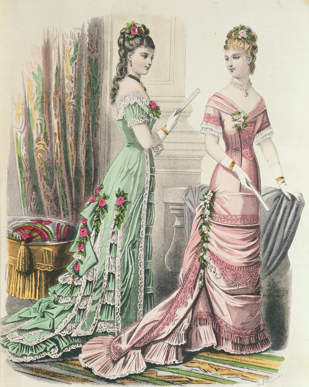 Paris mode, fra "Journal des Demoiselles" udgivet af Dupuy Paris, 1878 af French School
