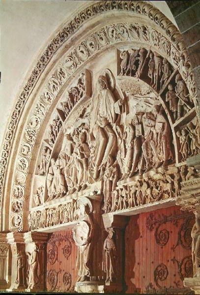 Pinsedag, fra centralportalens tympanon, ca. 1120 af French School