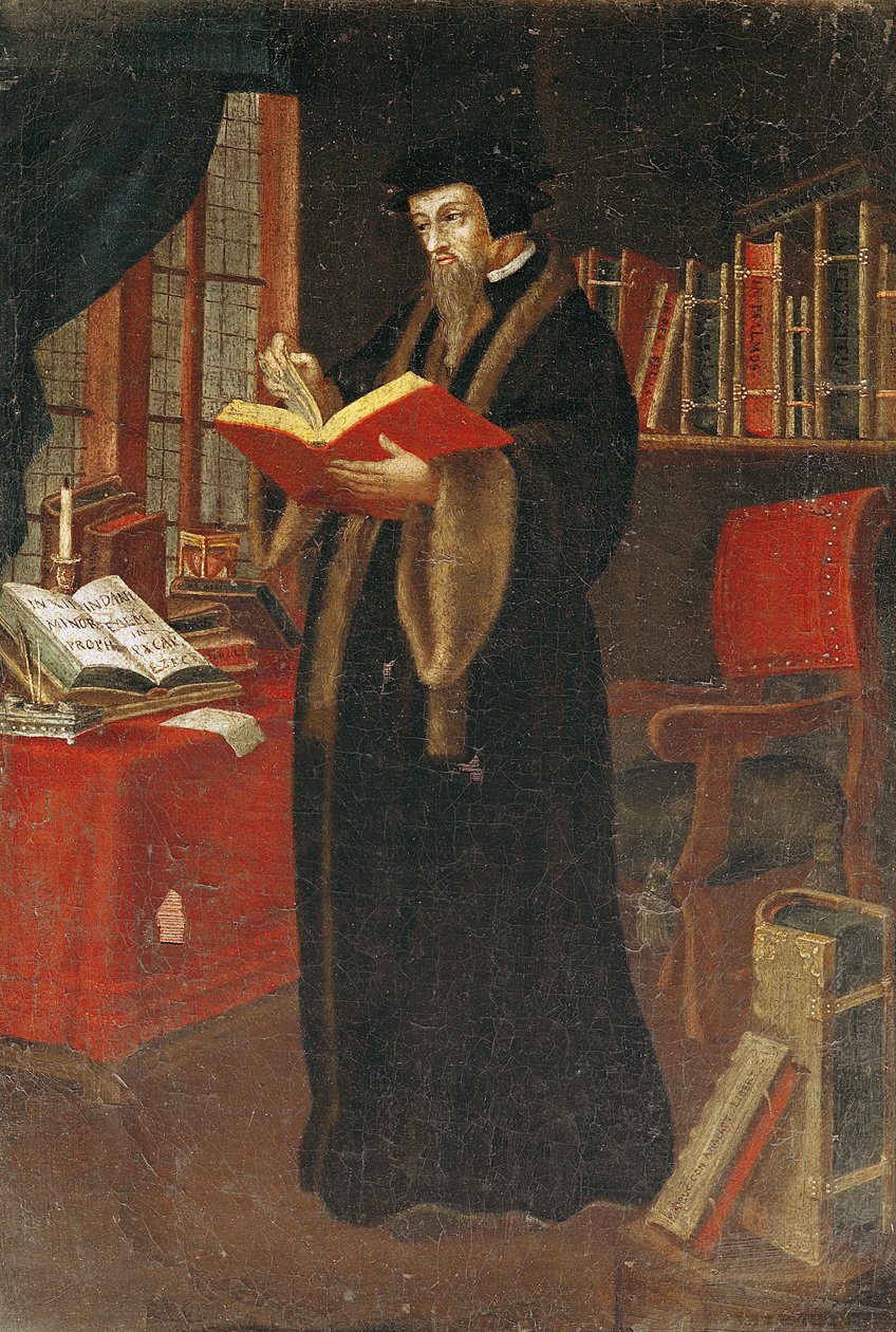 Portræt af John Calvin (1509-64), fransk teolog og reformator af French School