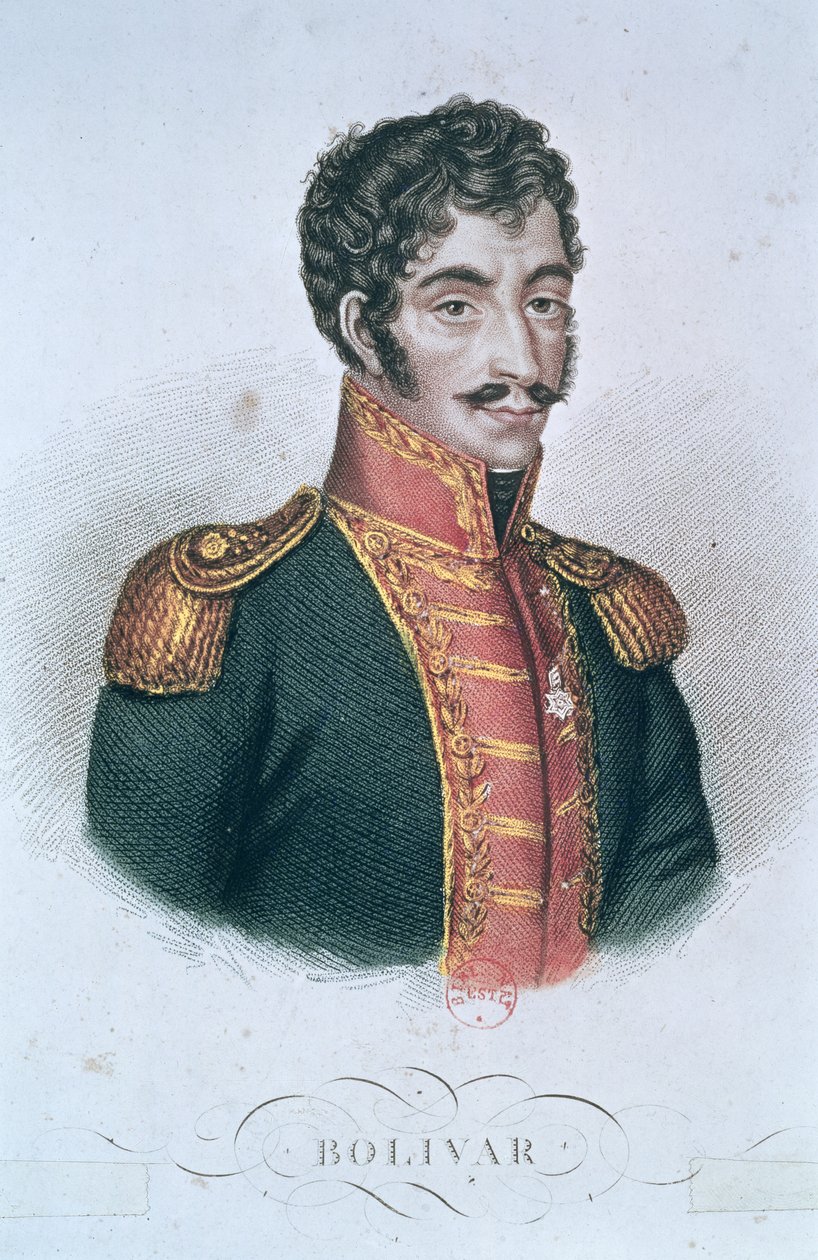 Portræt af Simon Bolivar (1783-1830) af French School