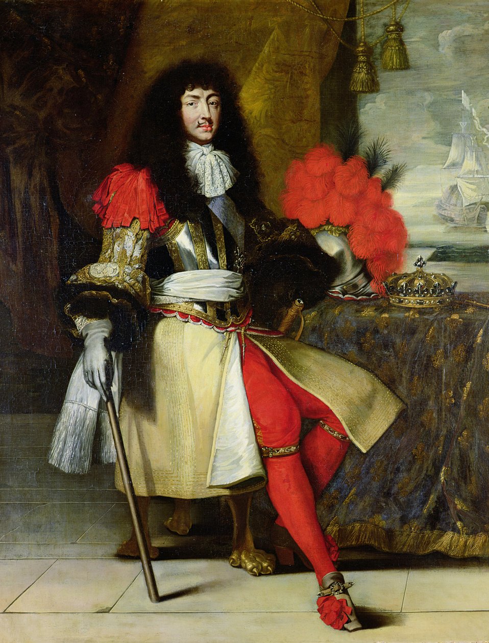 Siddende portræt af Ludvig XIV (1638-1715) efter 1670 af French School