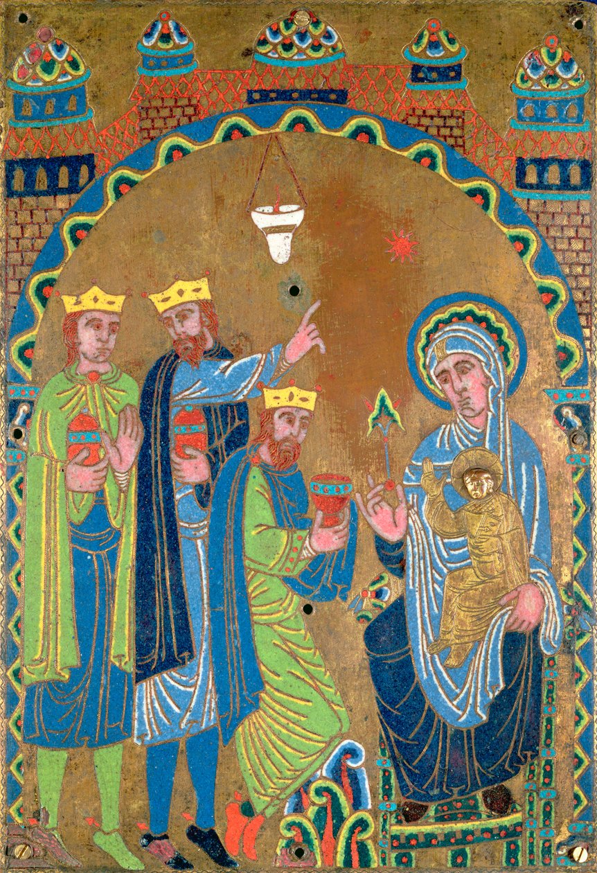 De tre kongers tilbedelse, ca. 1189 (emalje på kobber) af French School