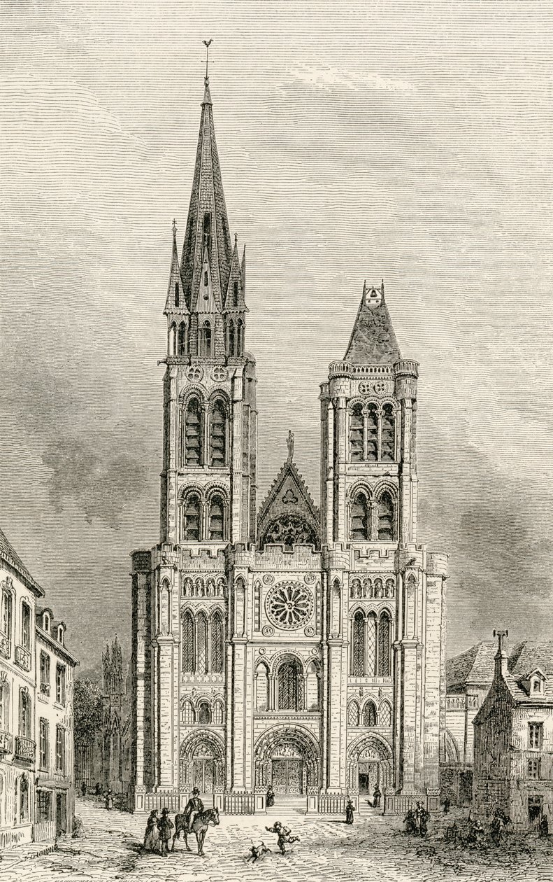 Saint Denis-katedralen med det nordlige tårn før dets nedrivning, fra 